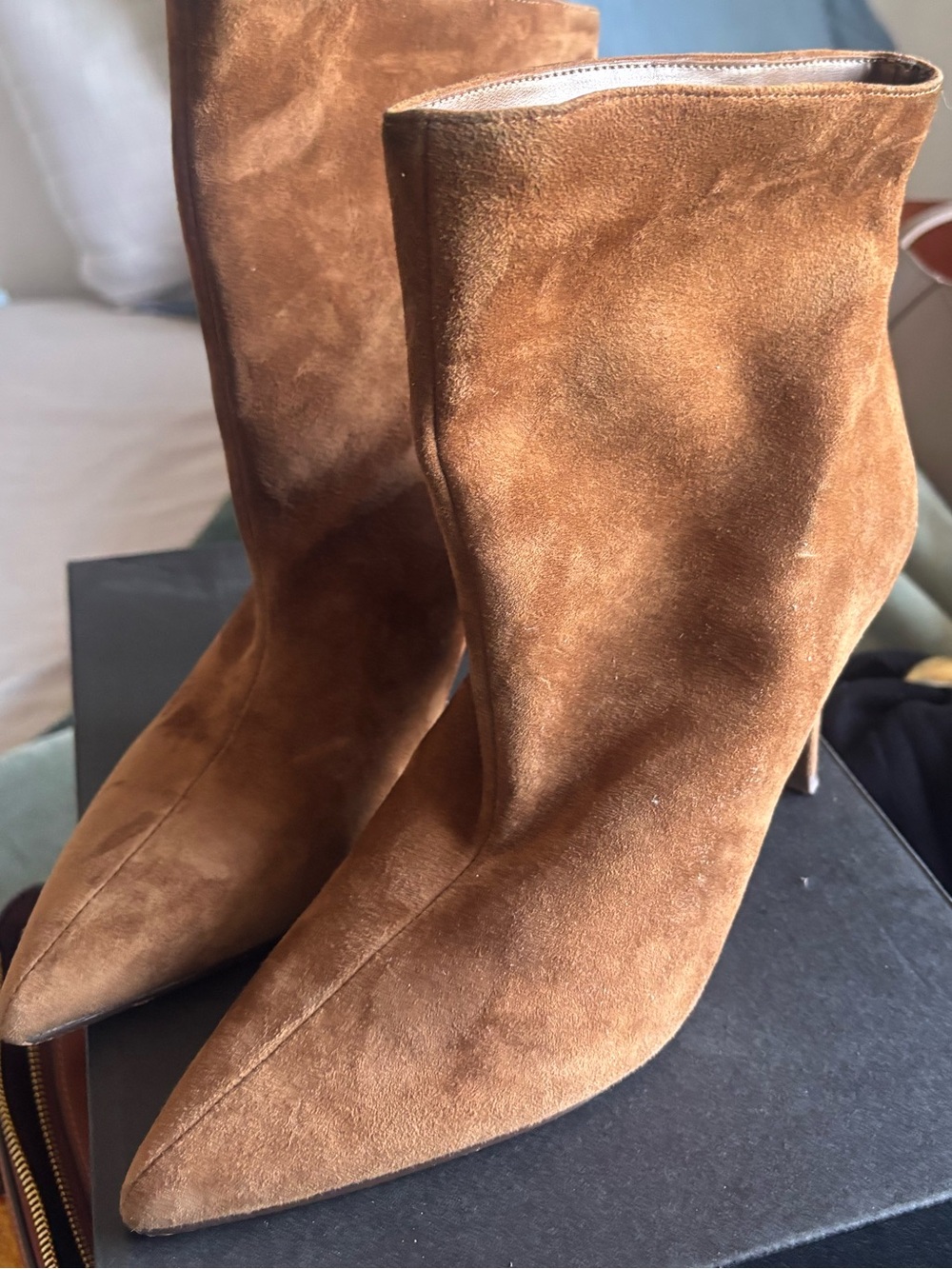 Steve Madden Women's Tan Suede Pointed-Toe Ankle Booties